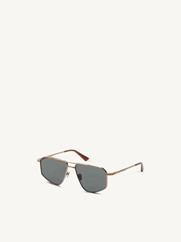 Thirty Six II Sunglasses with Green Lens in Gold Silver
