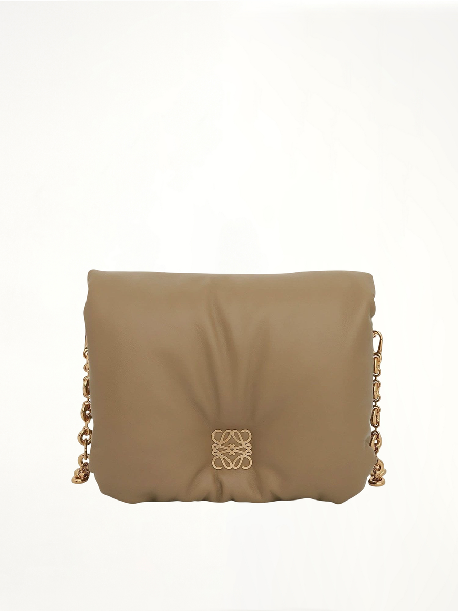 Puffer Goya Bag in Shiny Nappa Lambskin in Clay Green