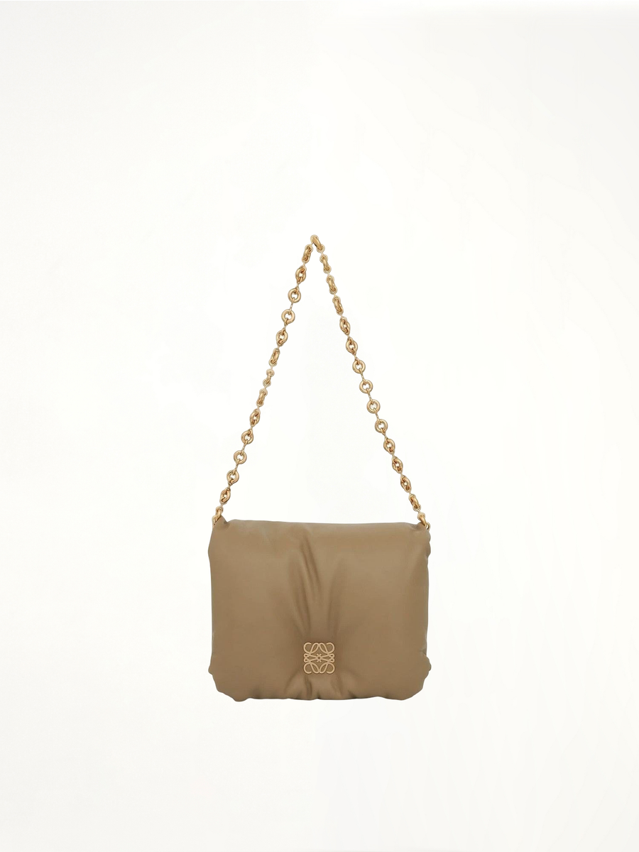 Puffer Goya Bag in Shiny Nappa Lambskin in Clay Green