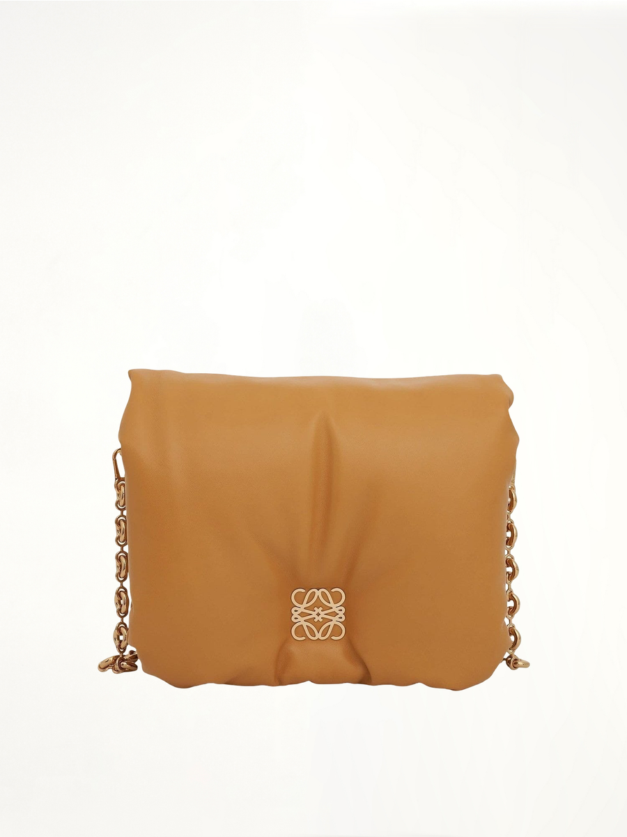 Puffer Goya Bag in Shiny Nappa Lambskin in Camel