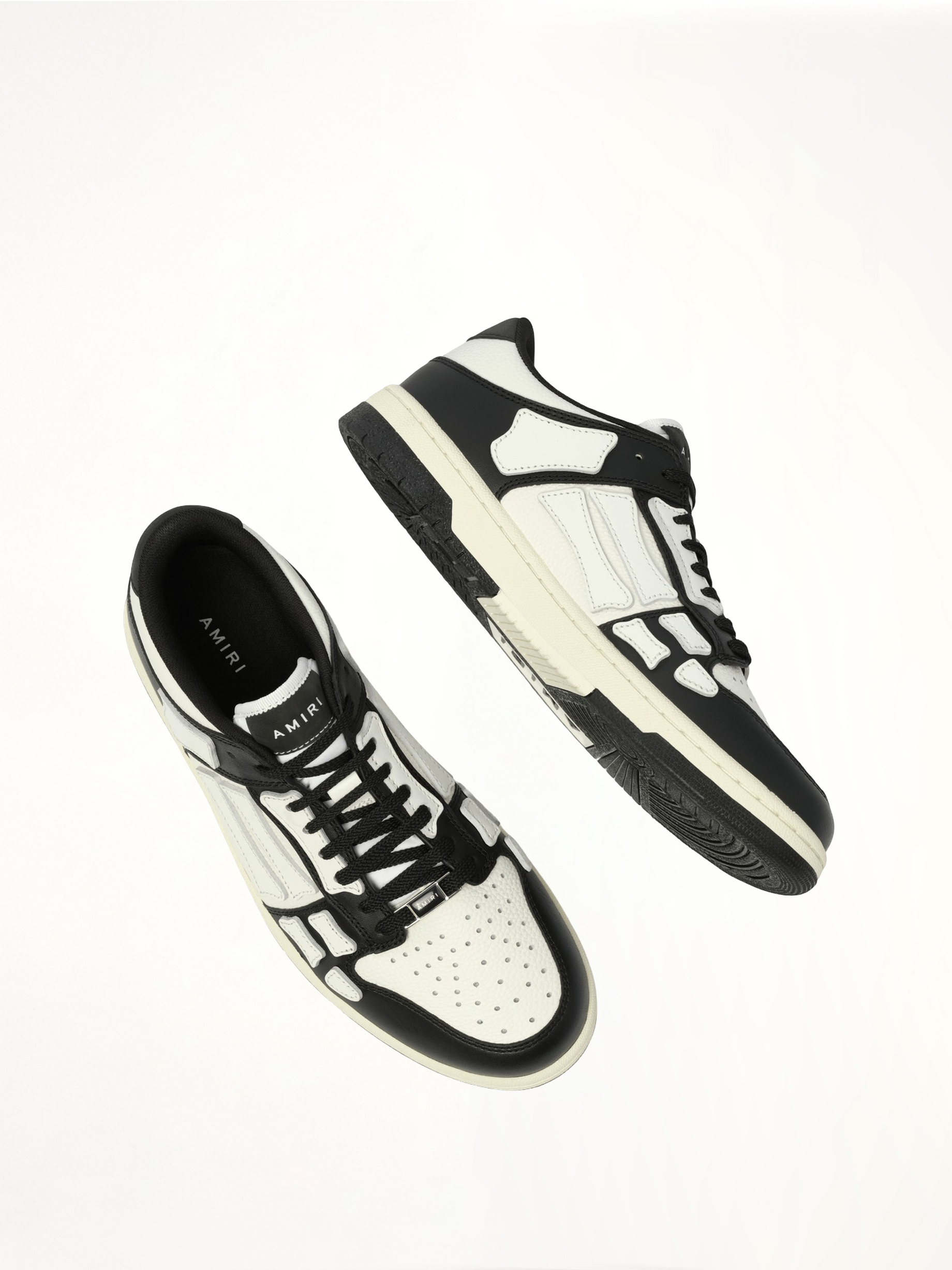 Skeleton Top Low Sneaker in Black/White Top View | AMIRI