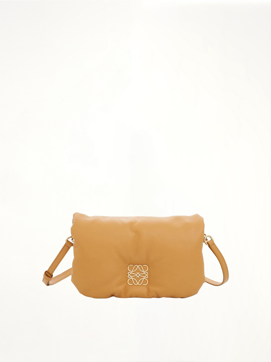 Mini Puffer Goya Bag in Shiny Nappa Lambskin in Camel