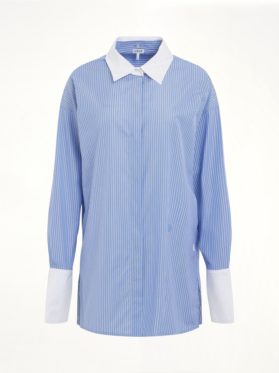 Stripe Long Shirt in Blue/White