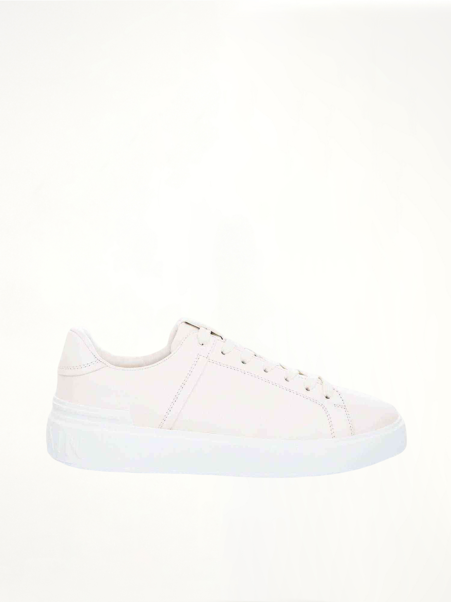 B-Court Calfskin Sneaker in White Side View | BALMAIN