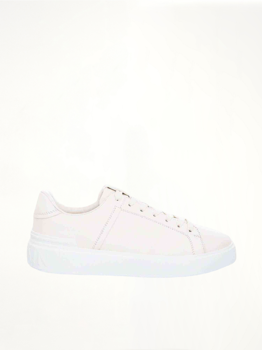 B-Court Calfskin Sneaker in White Side View | BALMAIN