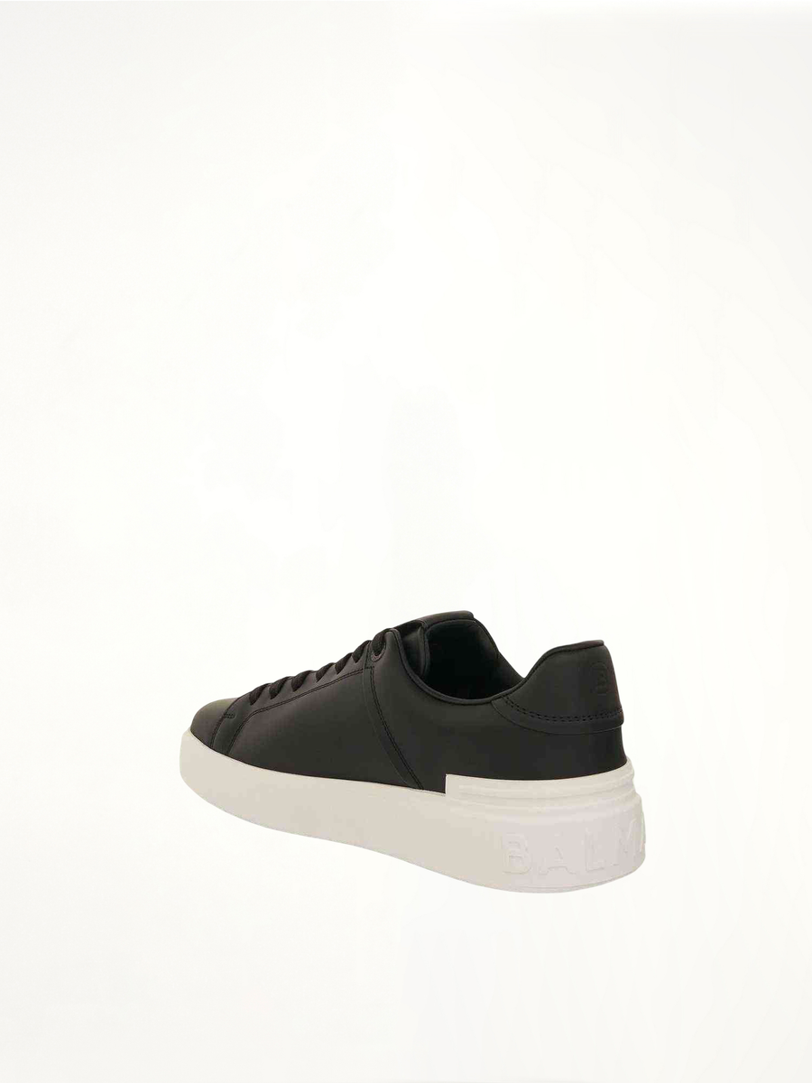 B-Court Calfskin Sneaker in Black/White Back View | BALMAIN