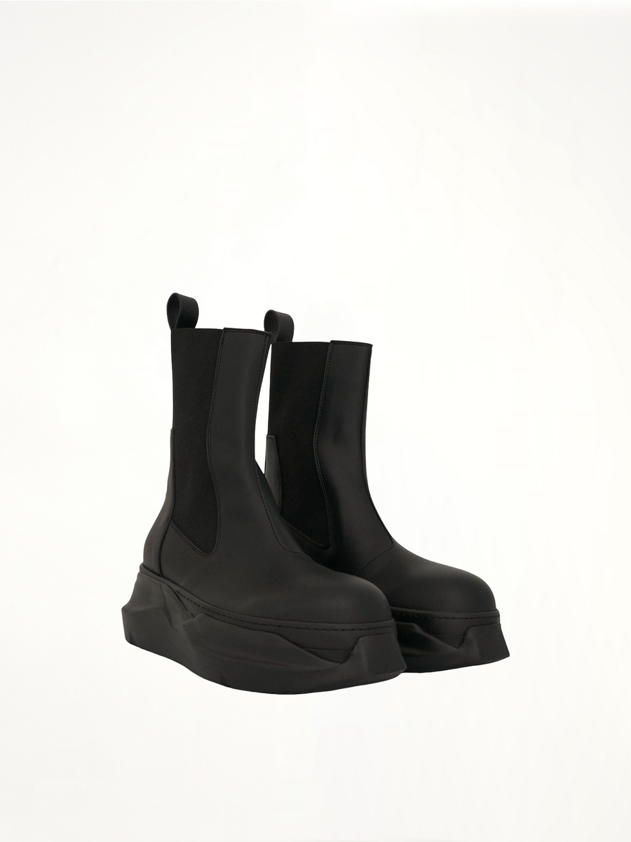 DRKSHDW Woven Beatle Abstract Boots in Black Front View | RICK OWENS DRKSHDW