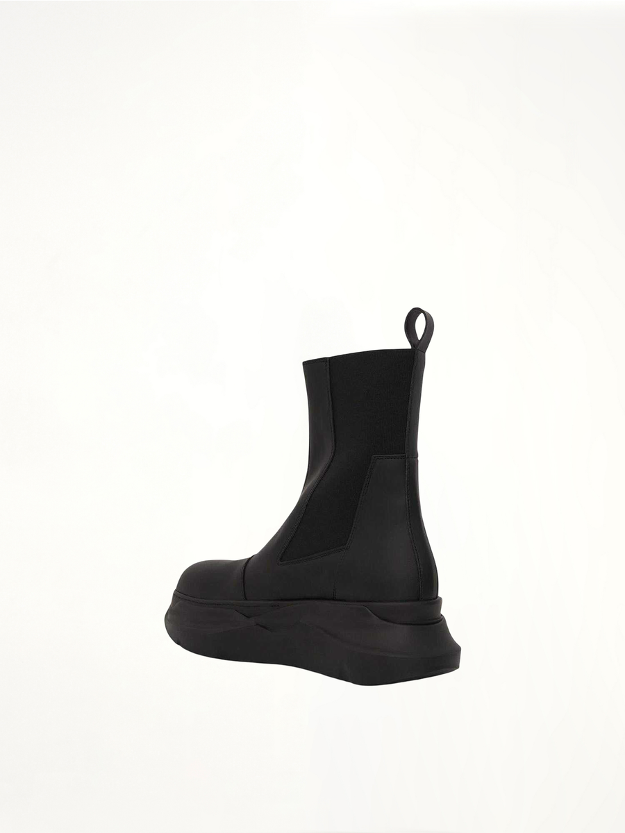 DRKSHDW Woven Beatle Abstract Boots in Black Back View | RICK OWENS DRKSHDW