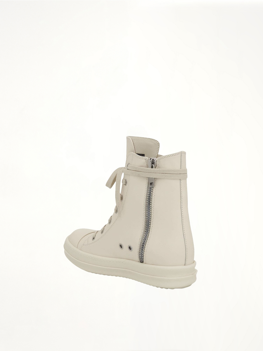EDFU Leather Sneakers in Milk Back View | RICK OWENS