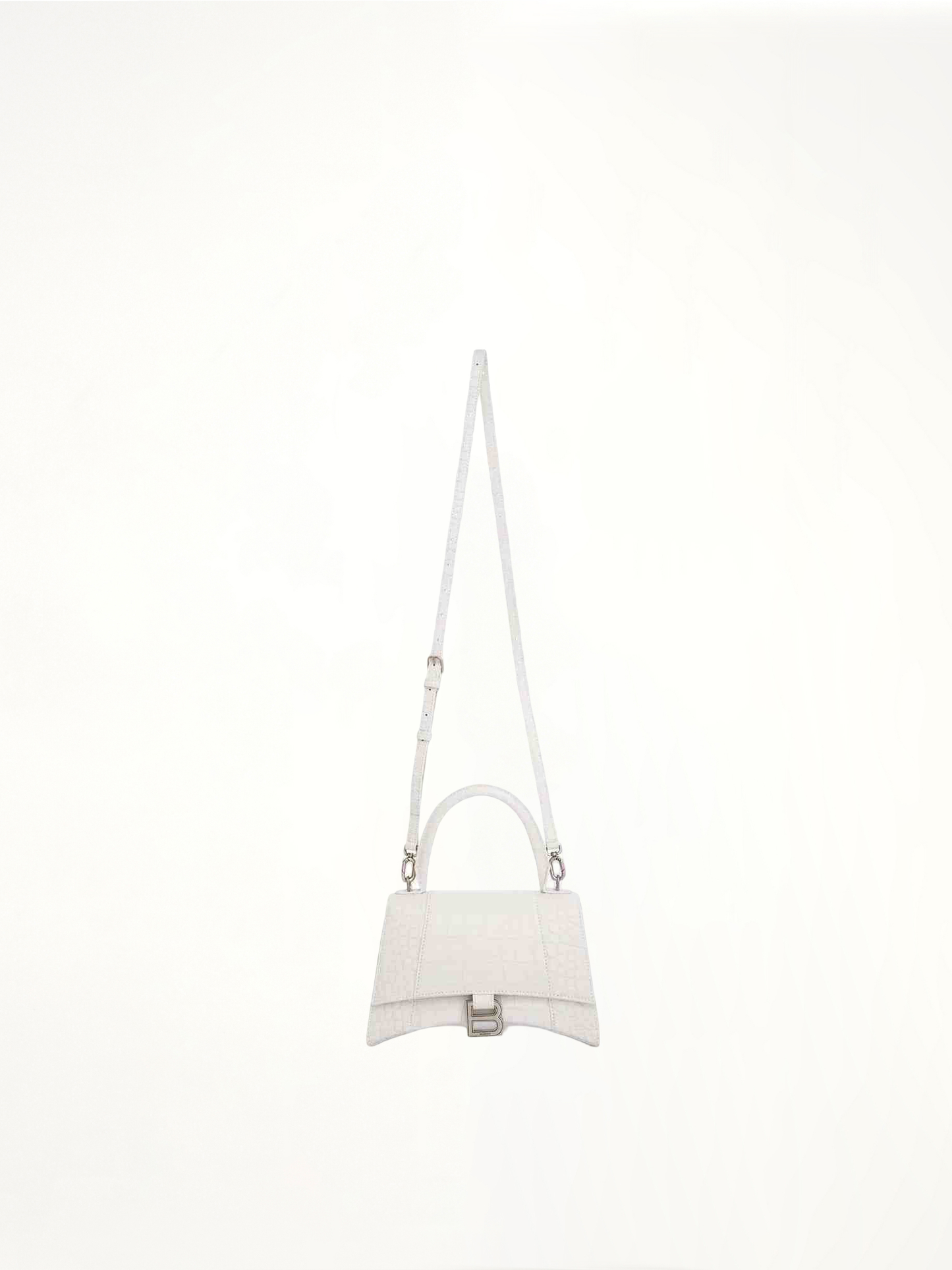 Hourglass Small Croco Embossed Bag in White