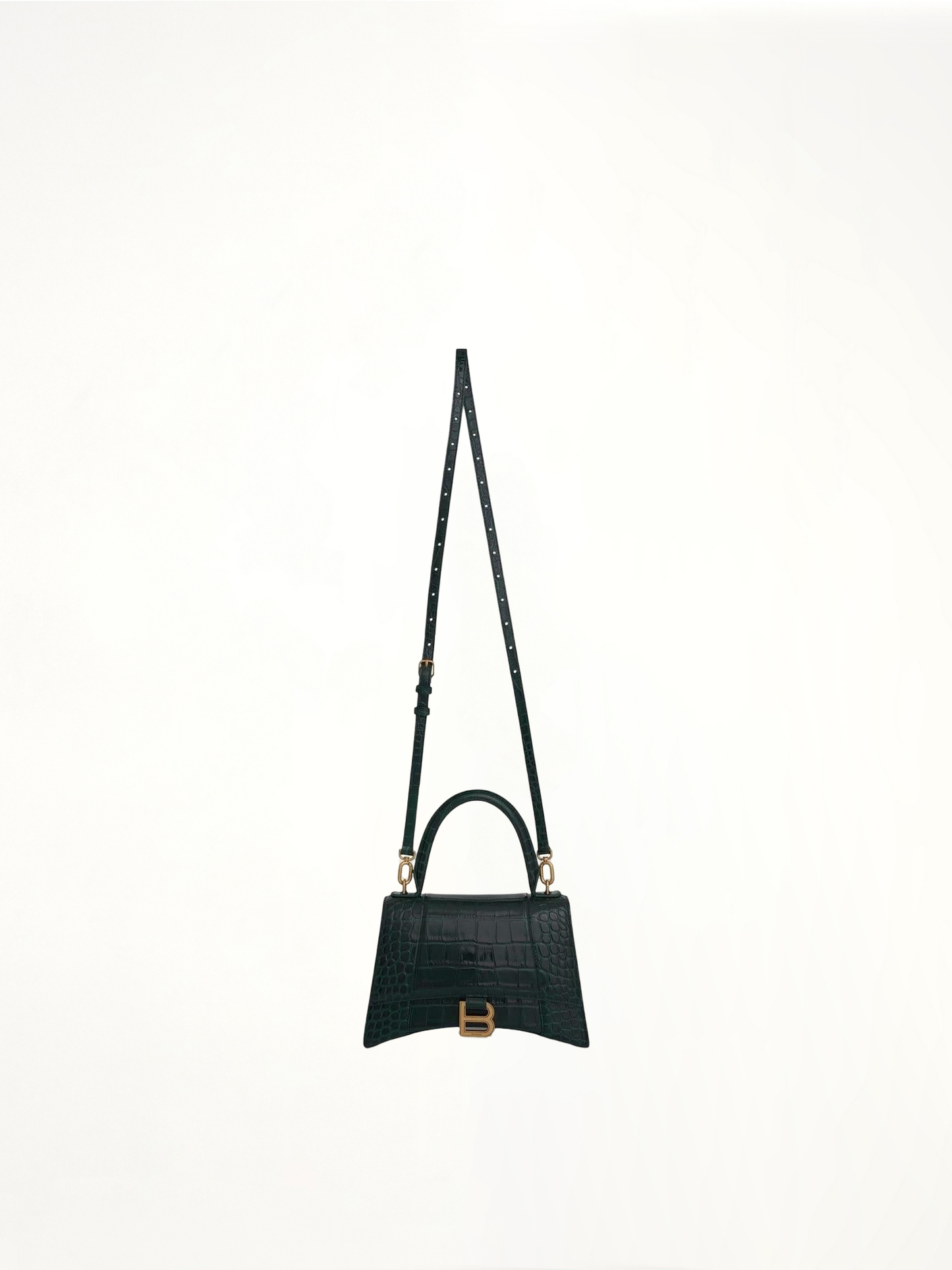 Hourglass Small Croco Embossed Bag in Forest Green