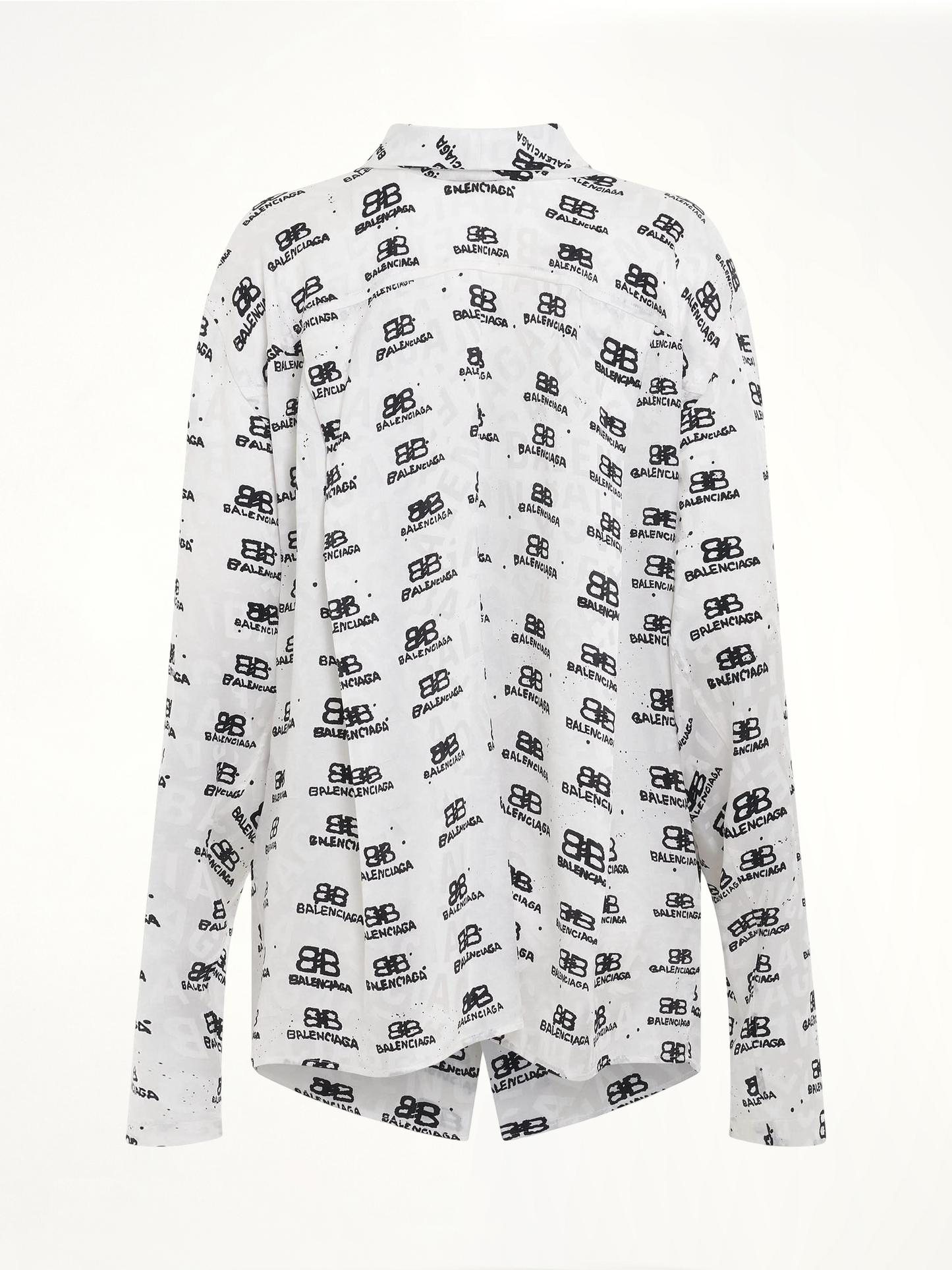 Jacquard Silk Shirt in White/Black