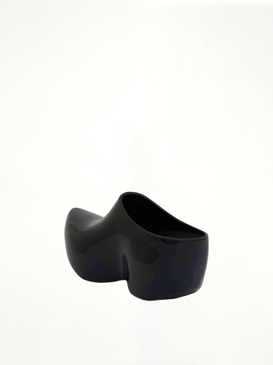 Technoclog Shinny Mule in Black Back View | BALENCIAGA