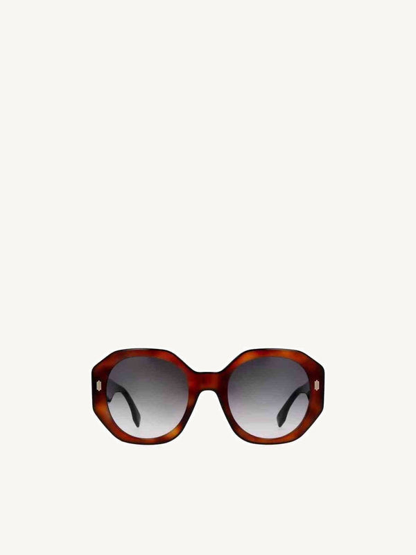FE40045I Geometric Sunglasses with Gradient Smoke Lens in Blonde Havana