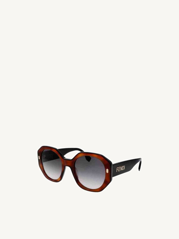 FE40045I Geometric Sunglasses with Gradient Smoke Lens in Blonde Havana
