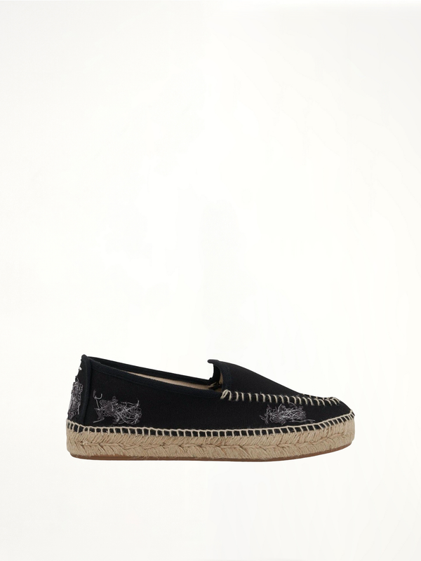 Embroidered Espadrilles in Black Side View | MAISON MARGIELA
