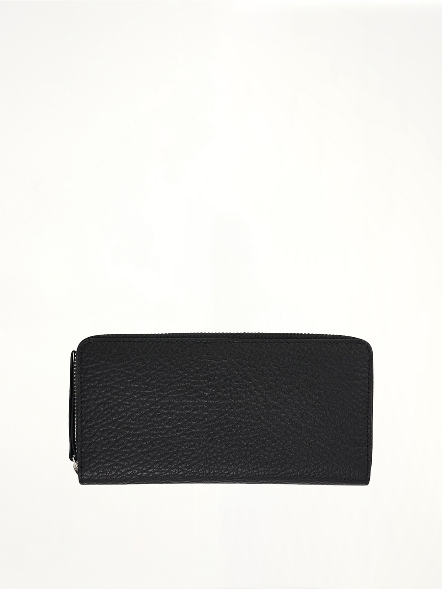 Four Stitches Zip Around Wallet in Black