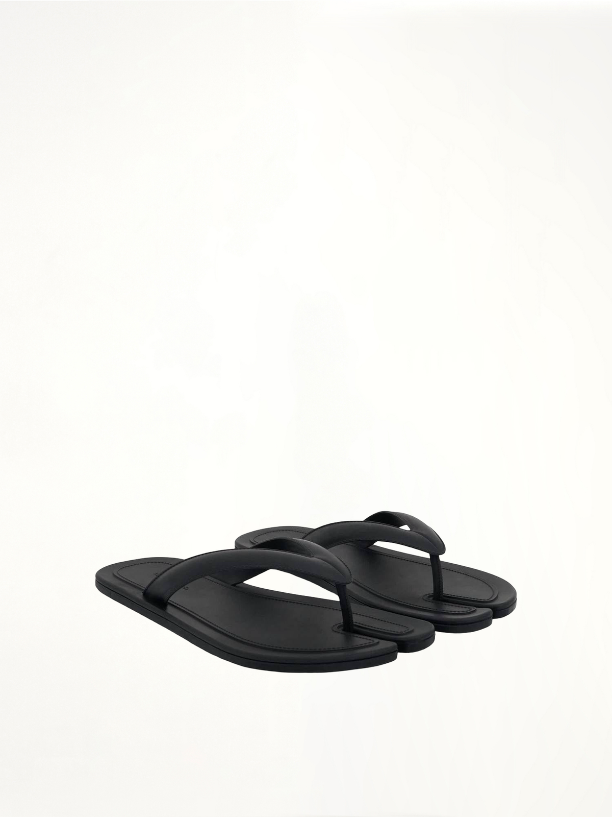 Tabi Slip On Slides in Black Raven Front View | MAISON MARGIELA