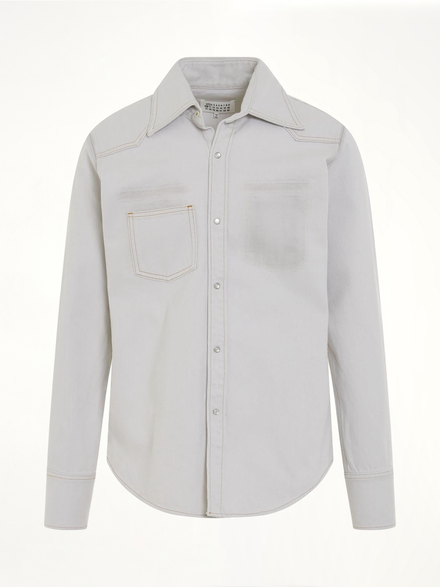 Chalk Selvedge Denim Shirt in Ice