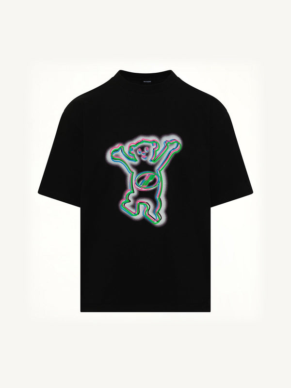 Colourful Teddy Print T-Shirt in Black