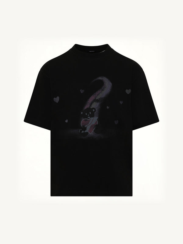 Teddy Bear Print T-Shirt in Black