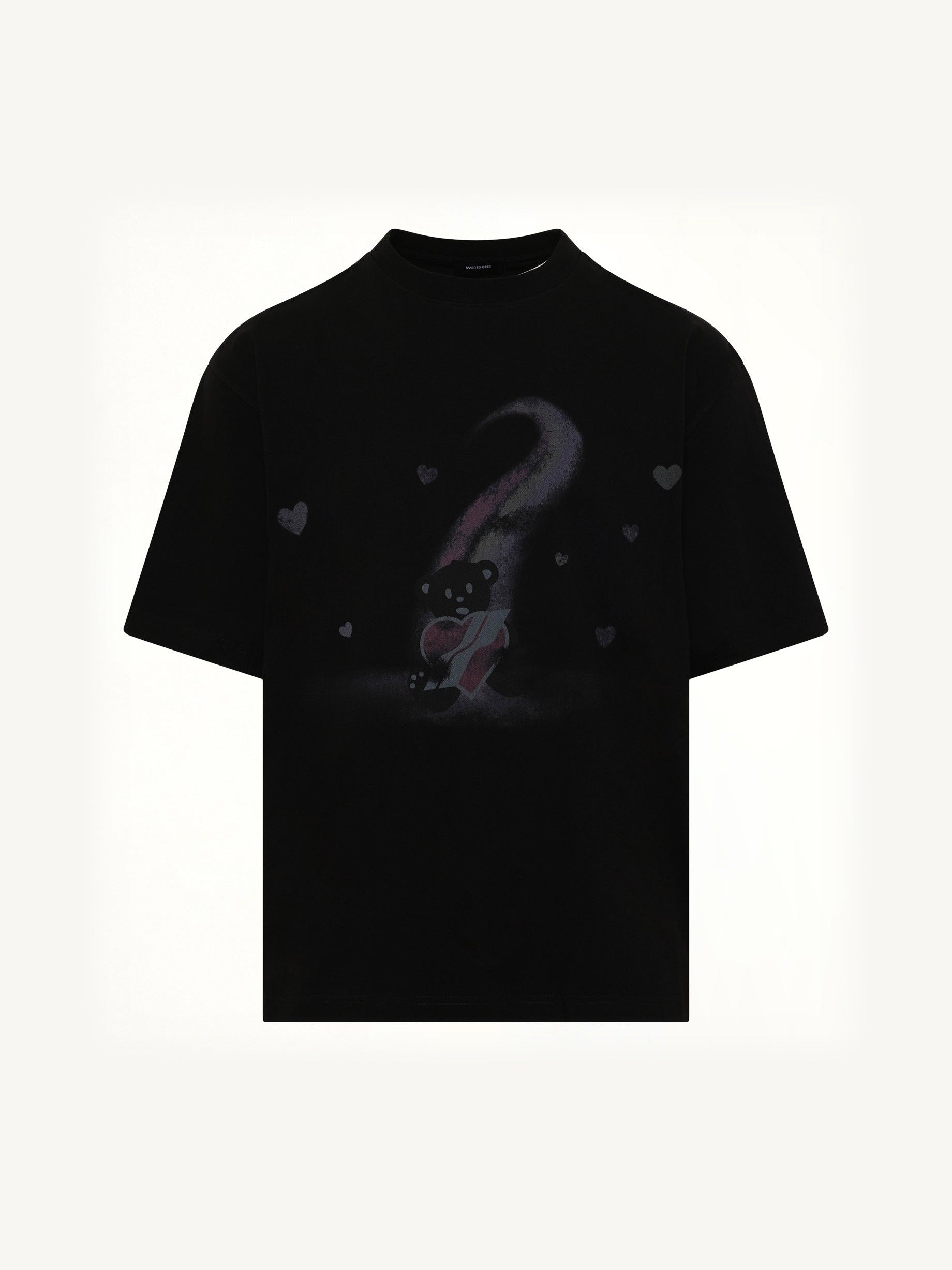 Teddy Bear Print T-Shirt in Black