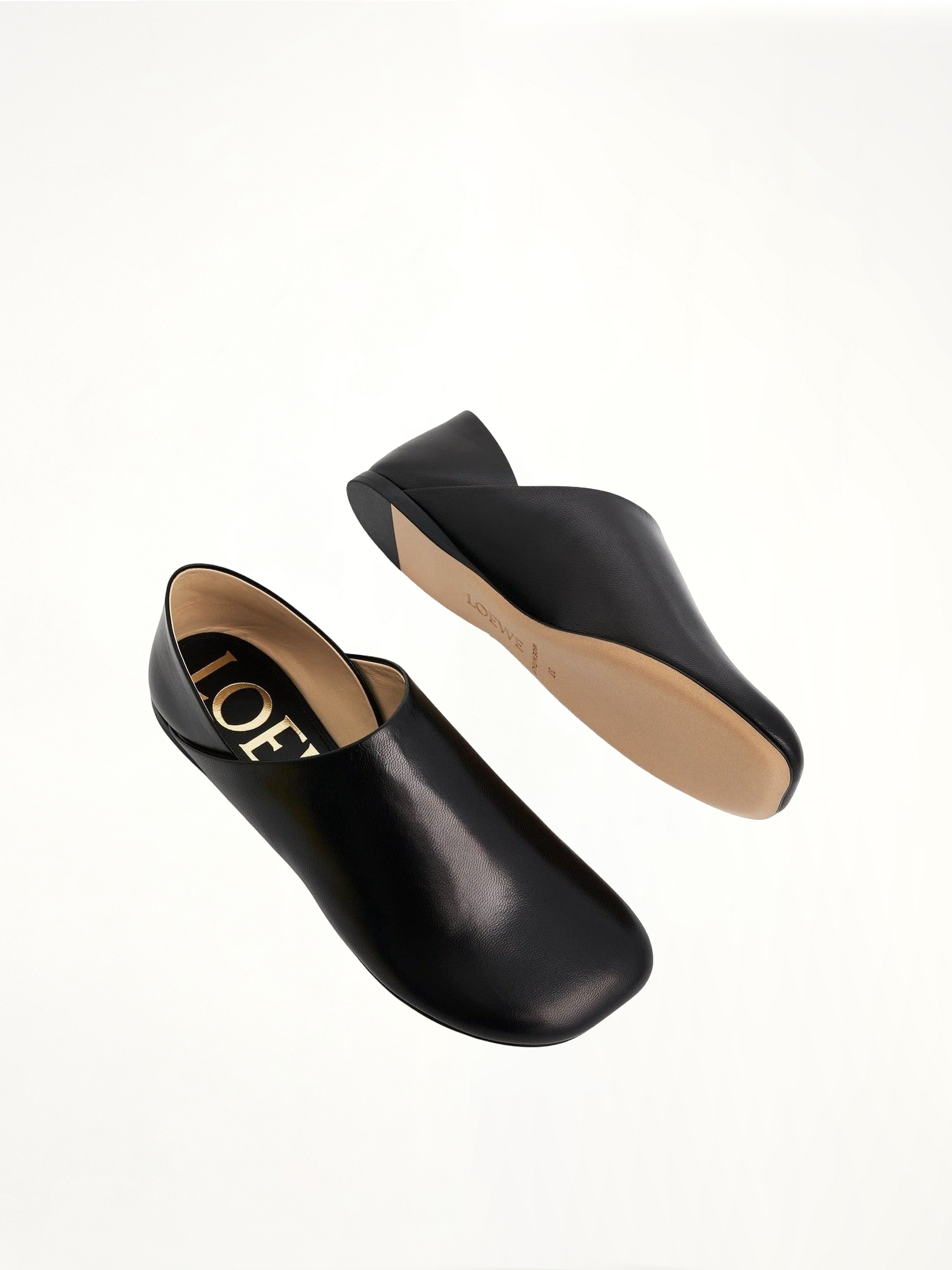 Toy Slipper in Goatskin in Black Top View | LOEWE