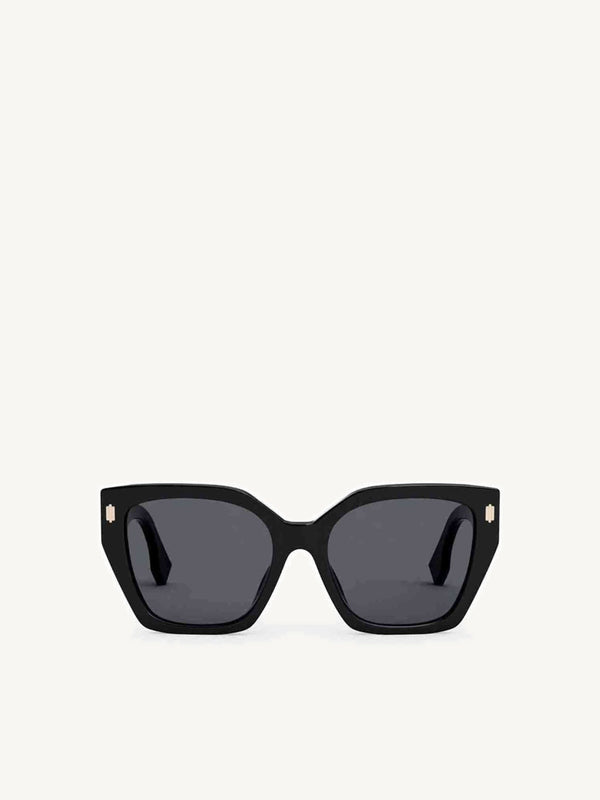 FE40070F Thick Square Sunglasses with Smoke Lens in Shiny Black