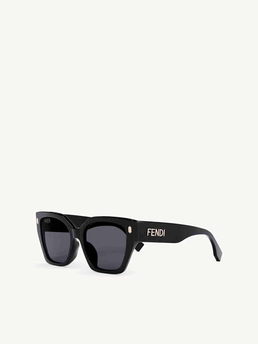 FE40070F Thick Square Sunglasses with Smoke Lens in Shiny Black