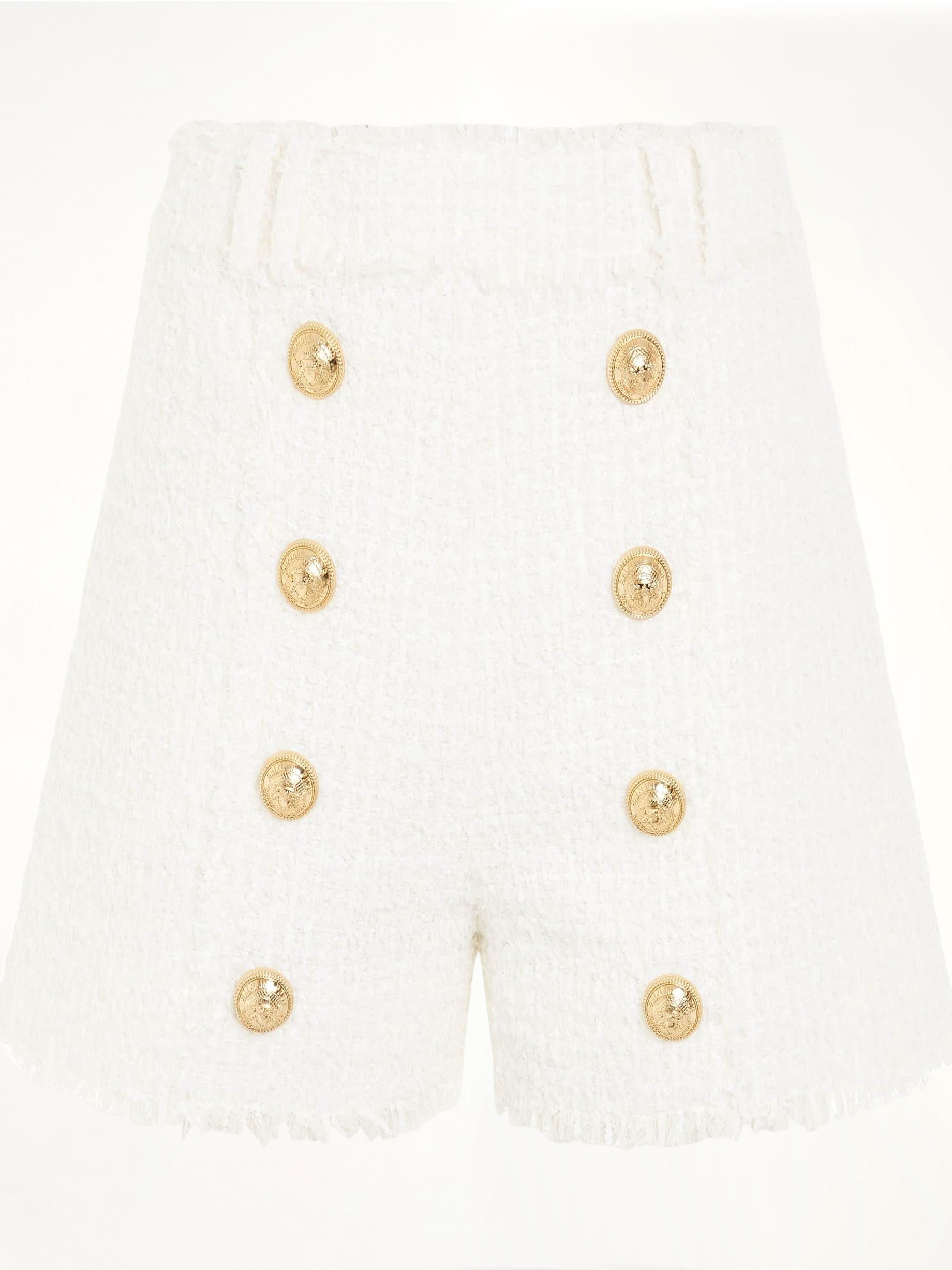 High Waisted 8 Buttons Shorts in White