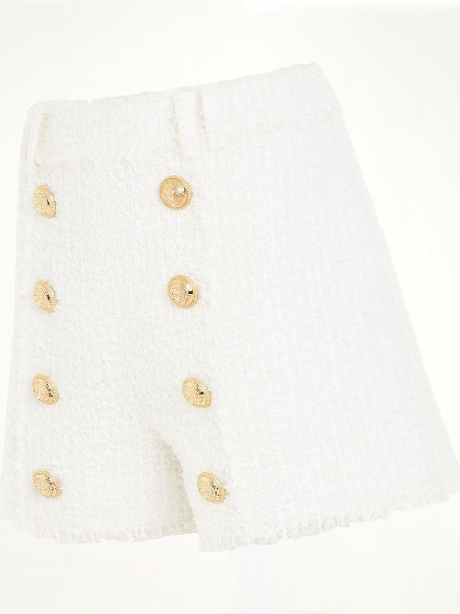 High Waisted 8 Buttons Shorts in White