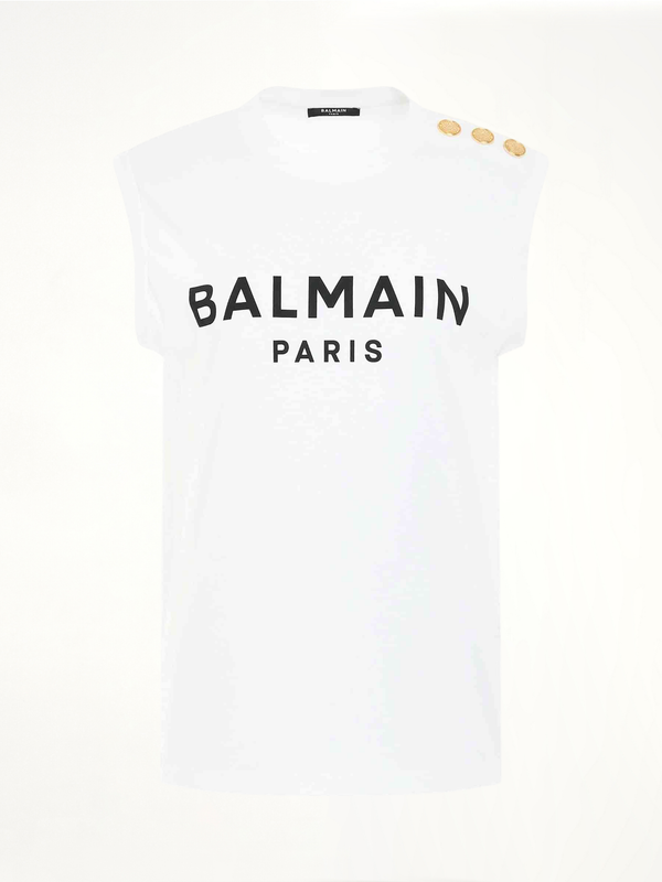 3 Buttons Logo Tank Top in White