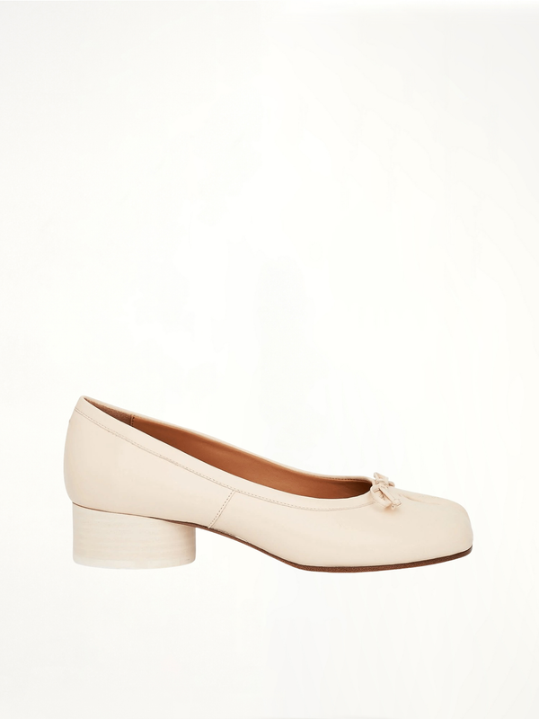 Tabi Ballerina 3cm Heel in White Side View | MAISON MARGIELA