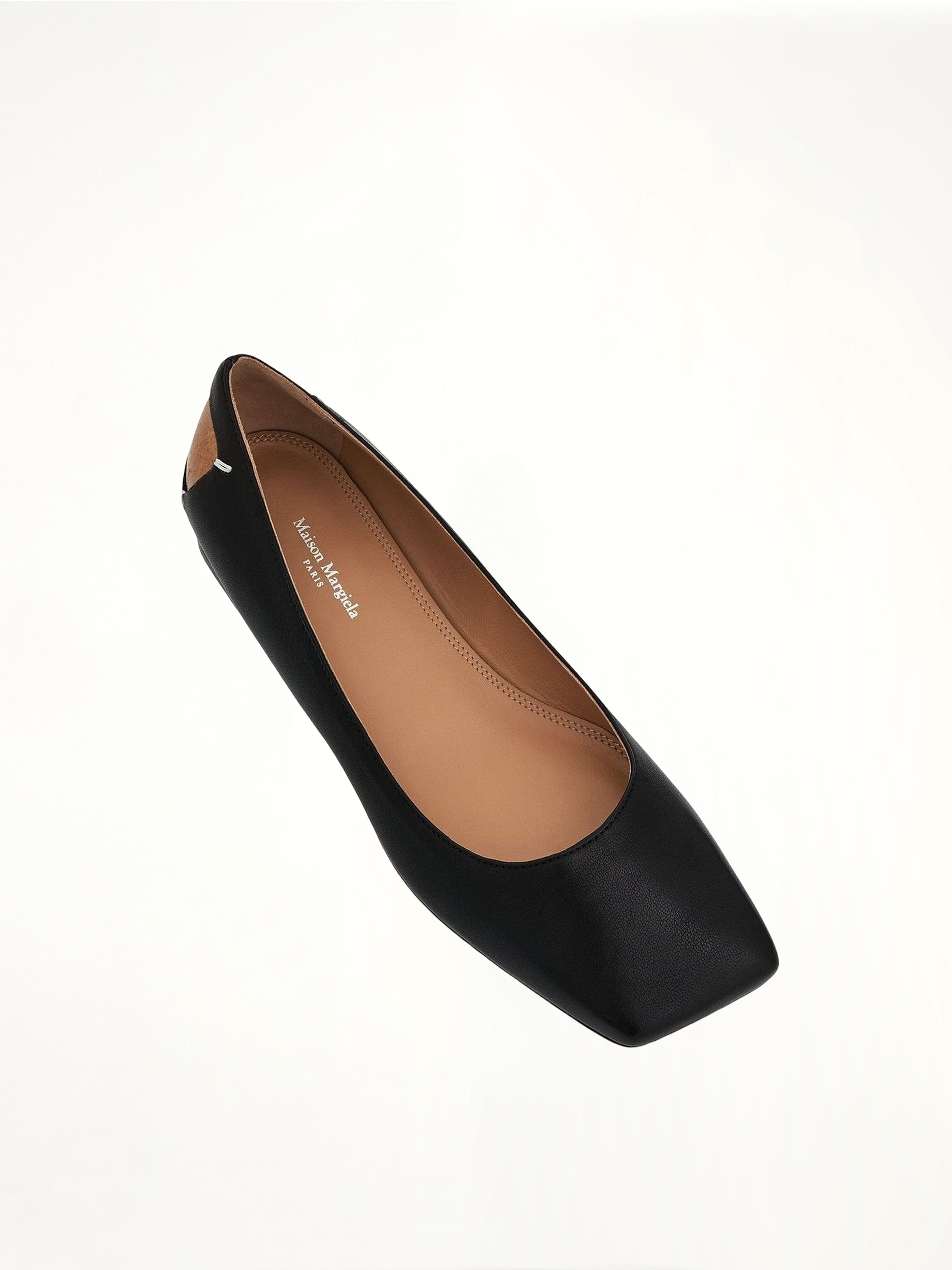 Four Stitches Decortique Ballerinas in Black Top View | MAISON MARGIELA