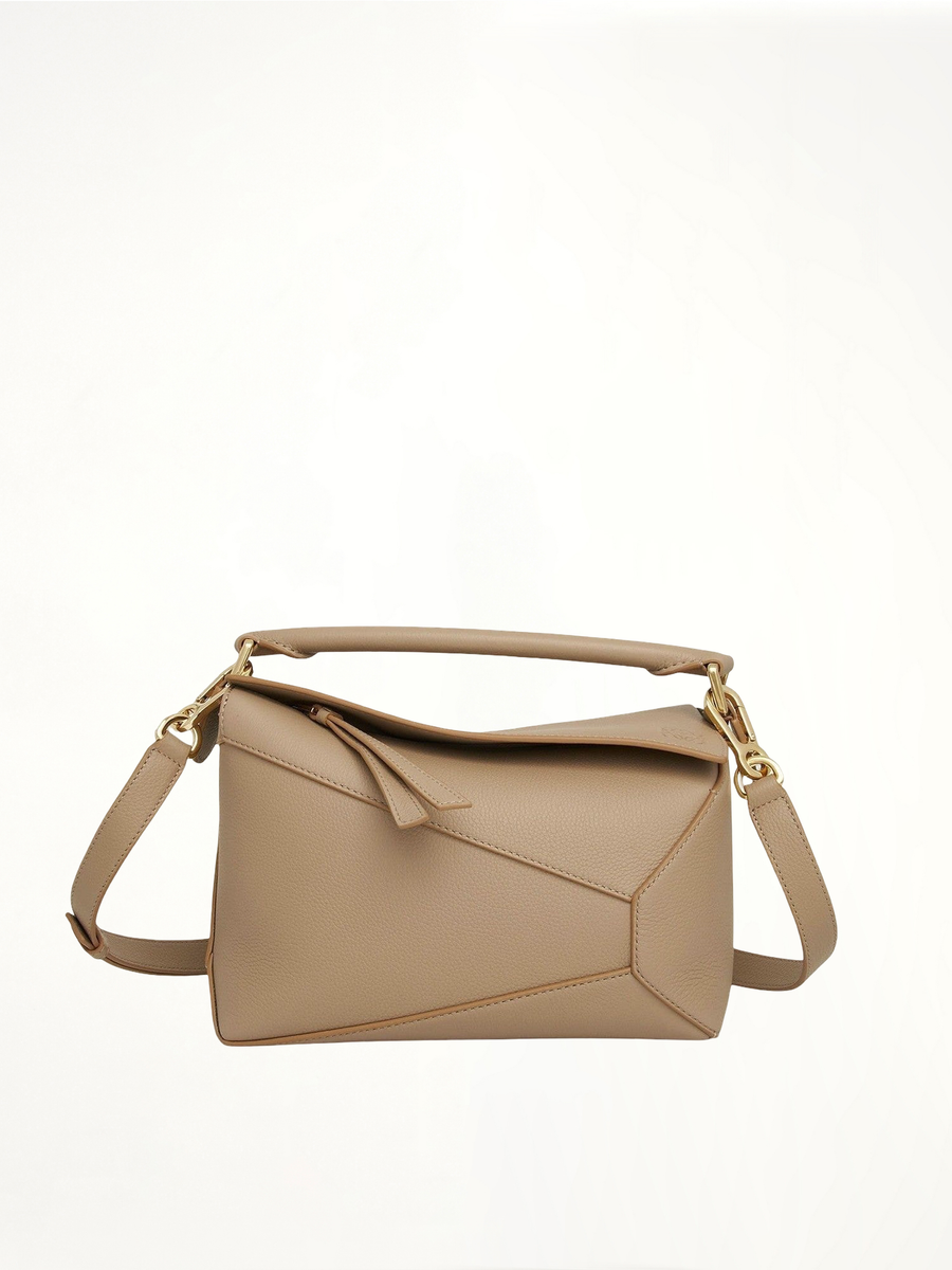 Small Puzzle Edge Bag in Soft Grained Calf in Sand
