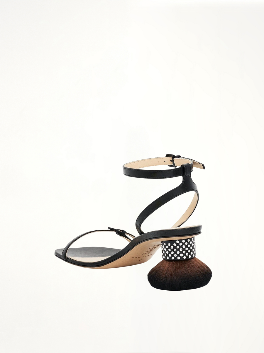 Petal Brush Heel Sandal in Black Back View | LOEWE