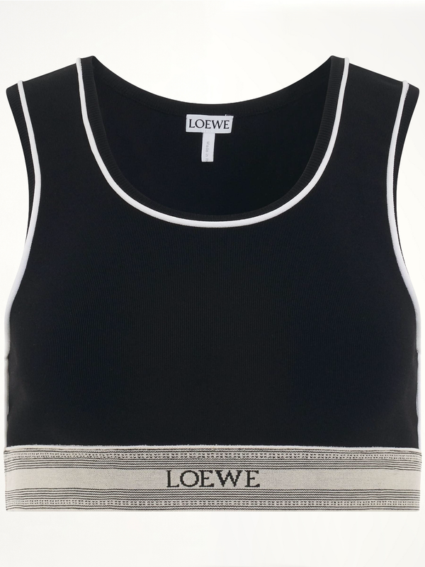 Logo Cropped Tank Top in Black