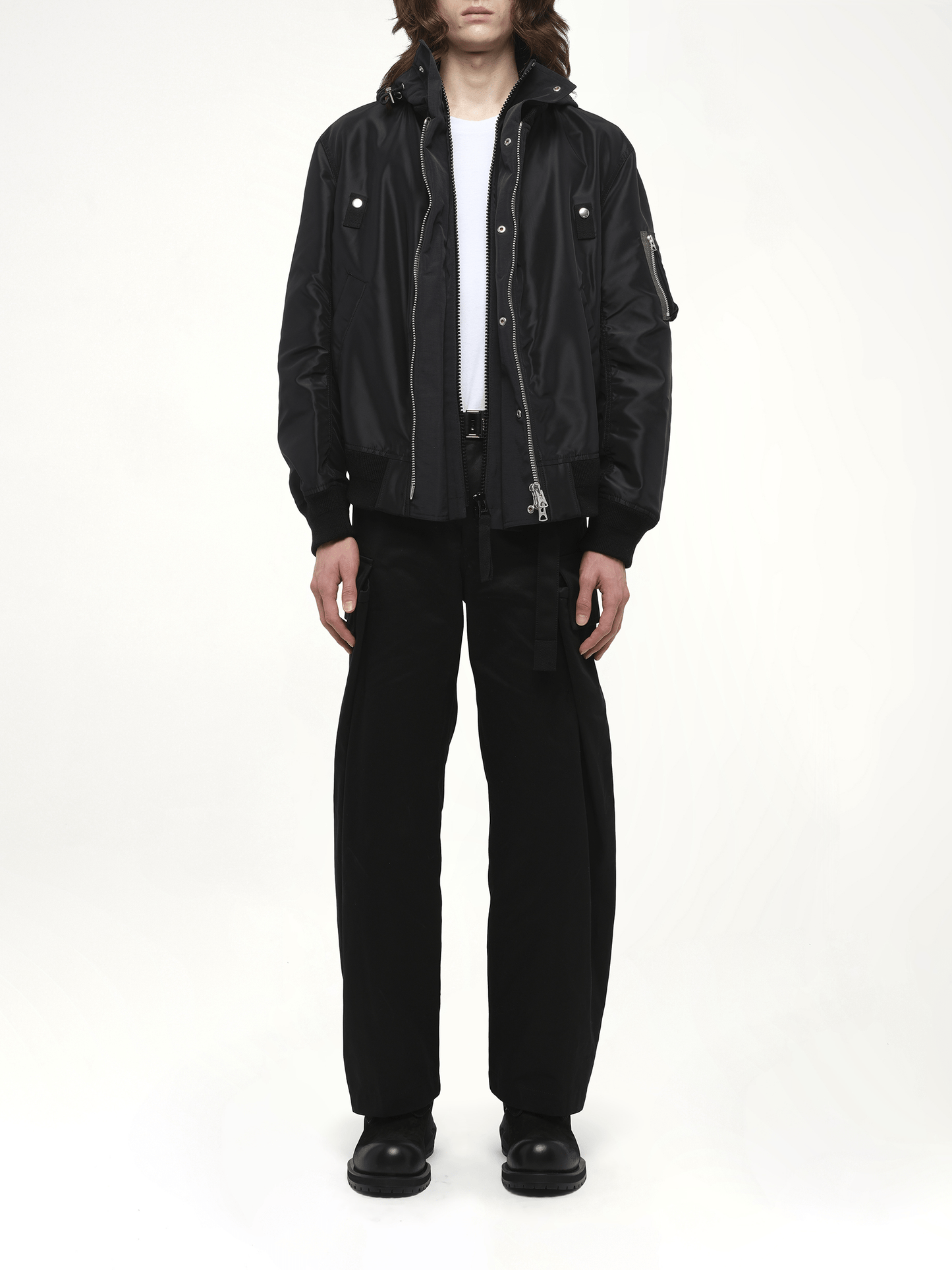 Nylon Twill x Grosgrain Blouson in Black