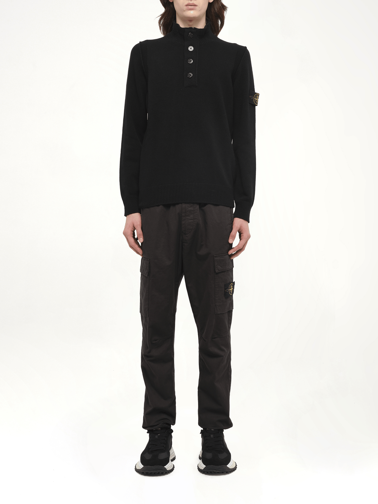 510004 Lambs Wool LS Polo in Black