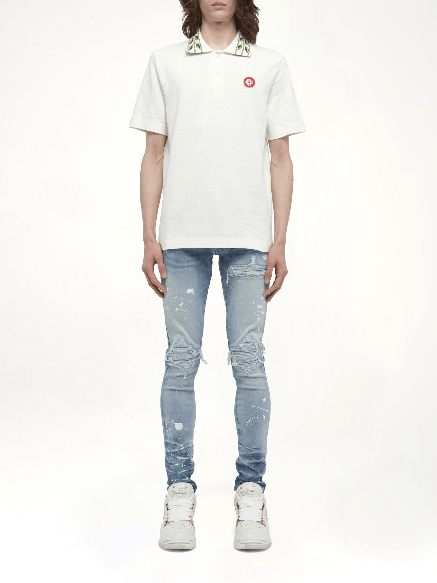 Classic Laurel Pique Polo in Off White
