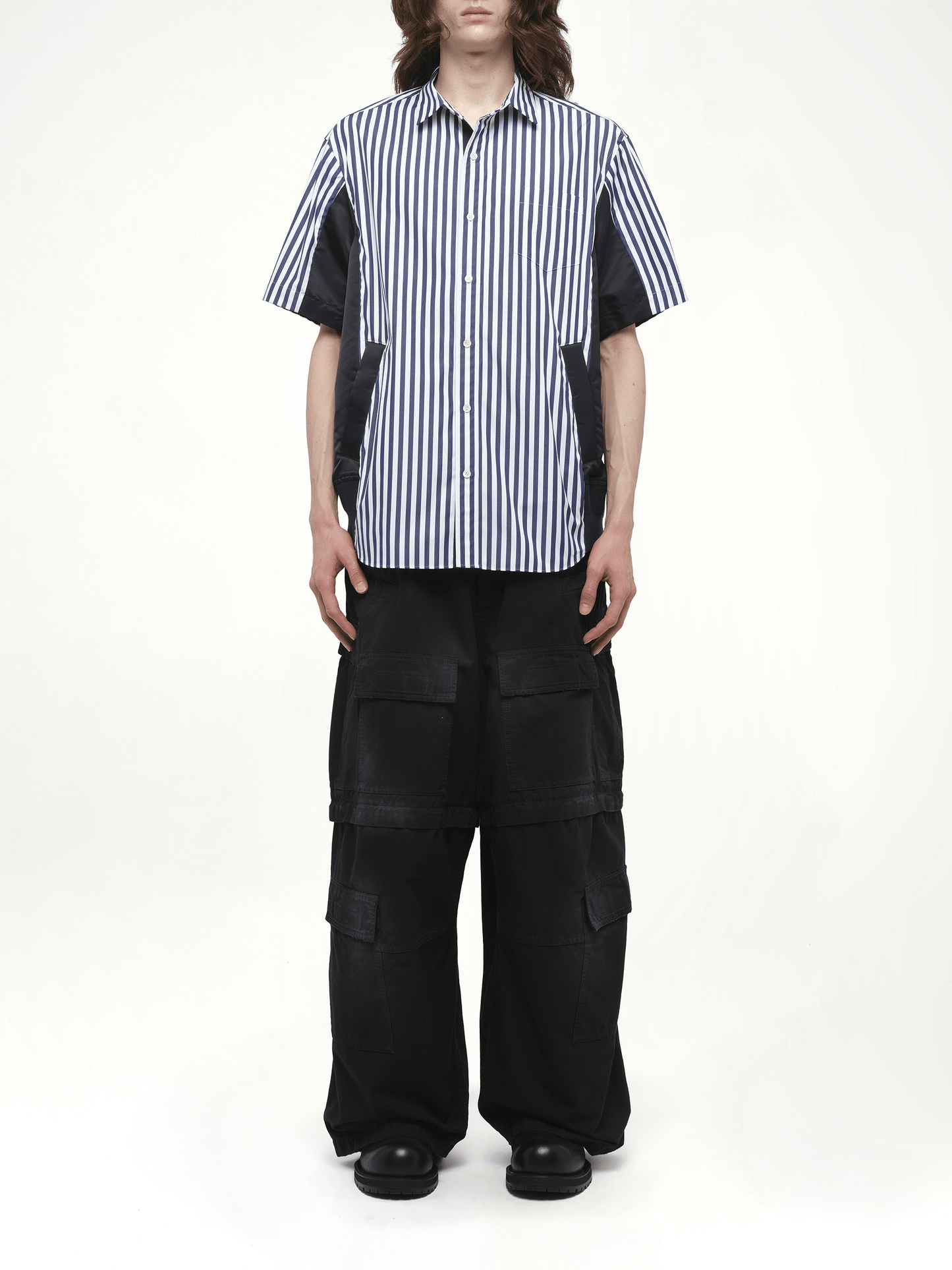 Cotton Poplin Shirt in Navy Stripe/Navy