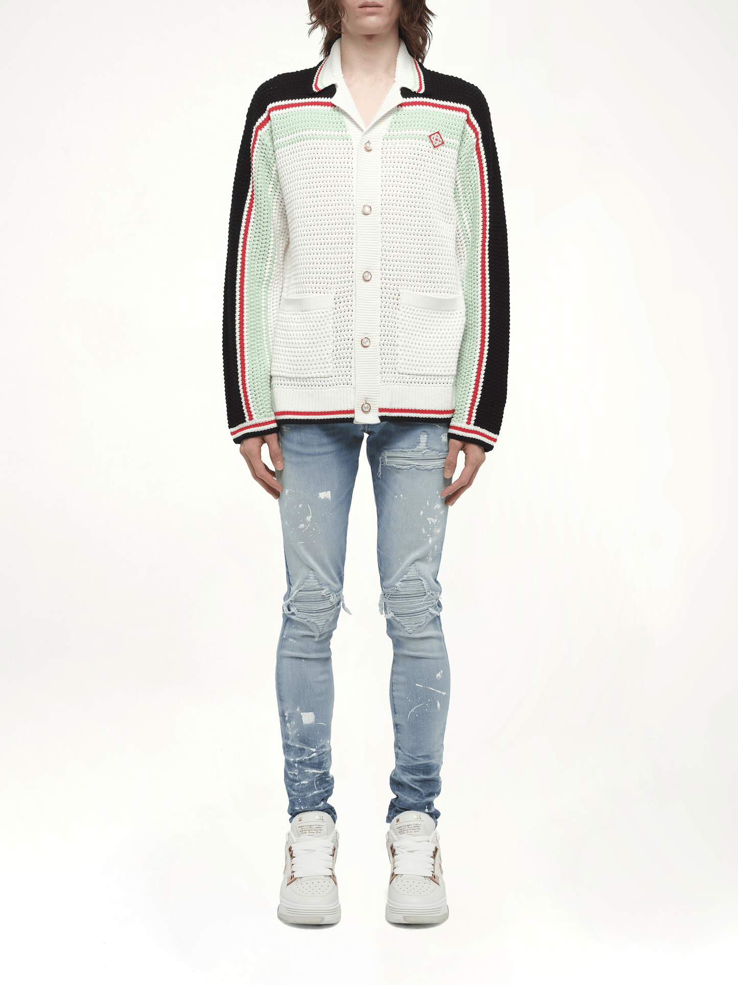 Faux Crochet Shirt in Multicolour