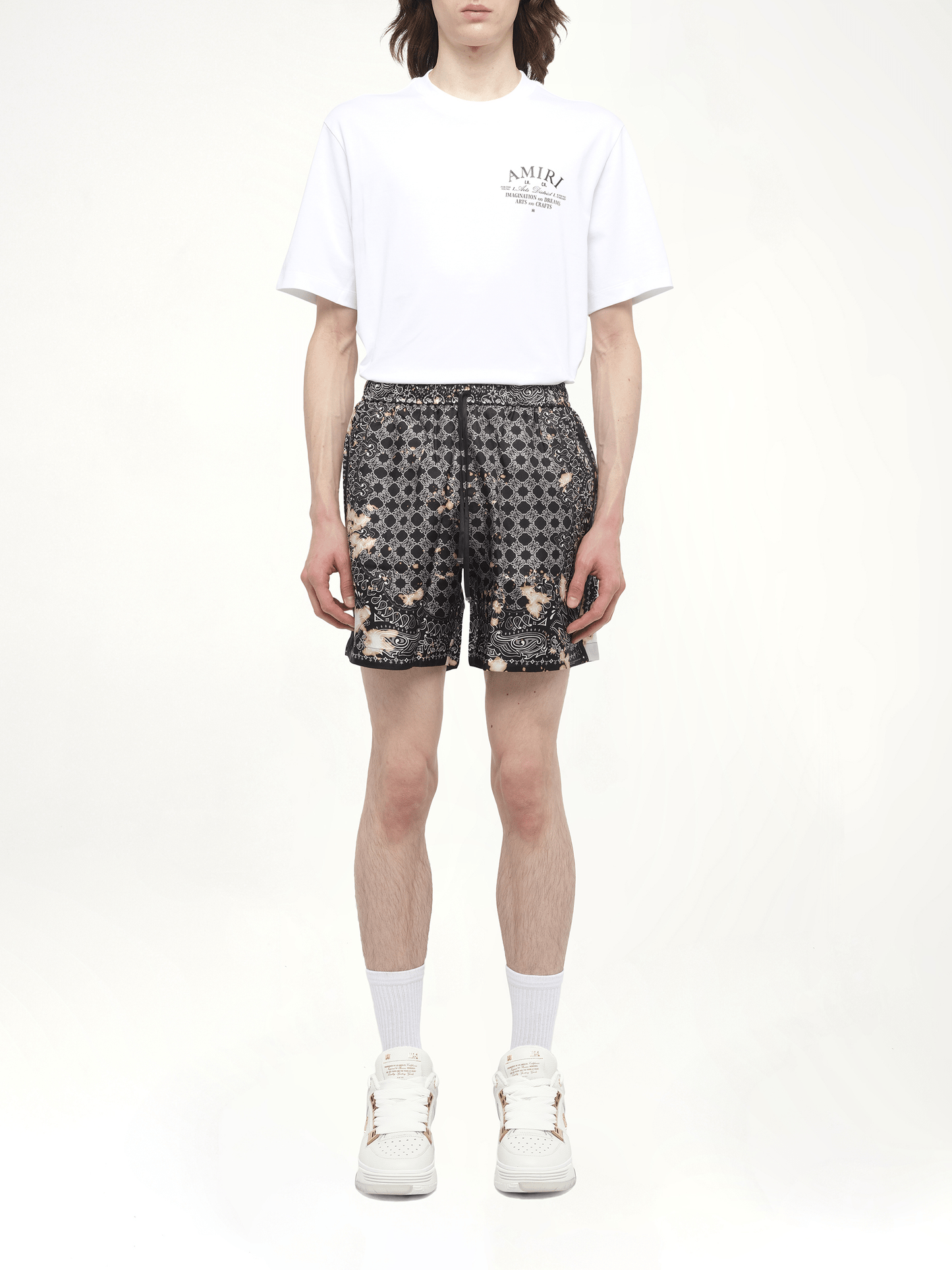 Bleach Bandana Silk Shorts in Black