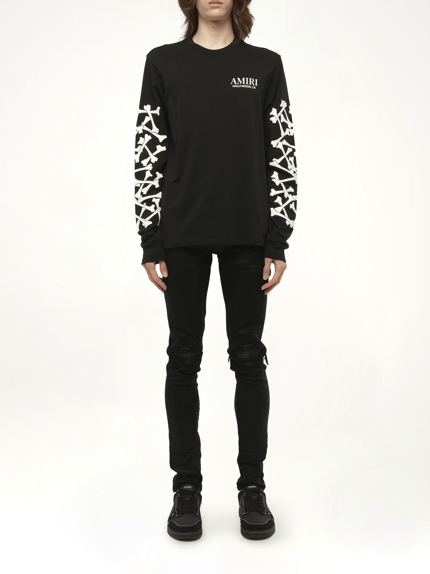 Bones Stacked L/S T-Shirt in Black