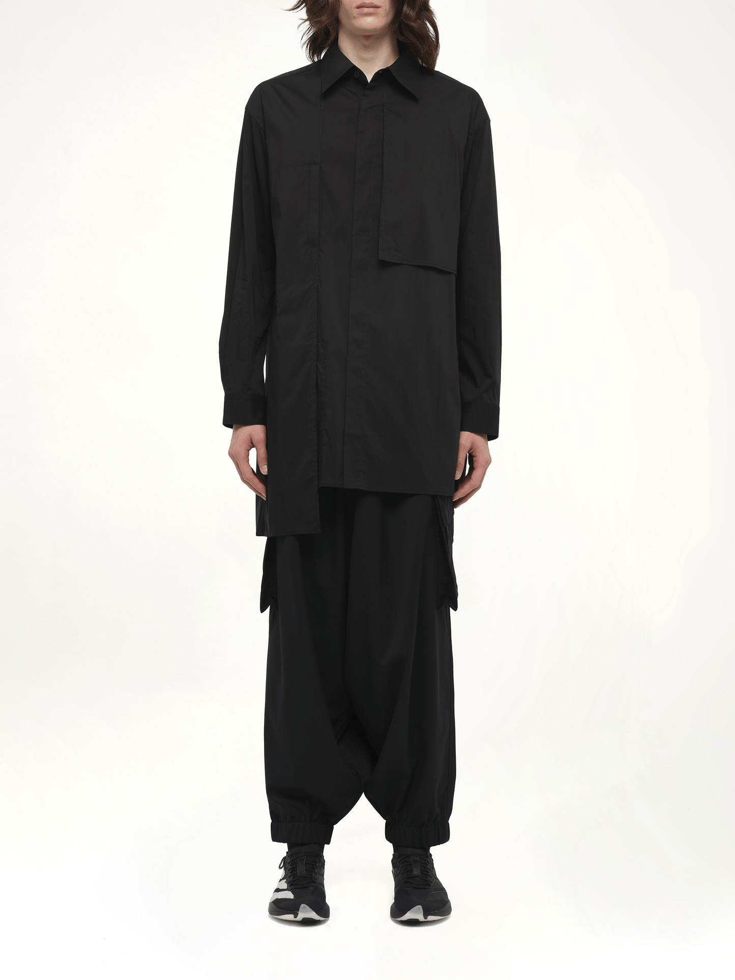 Sporty Cotton Shirt in Black