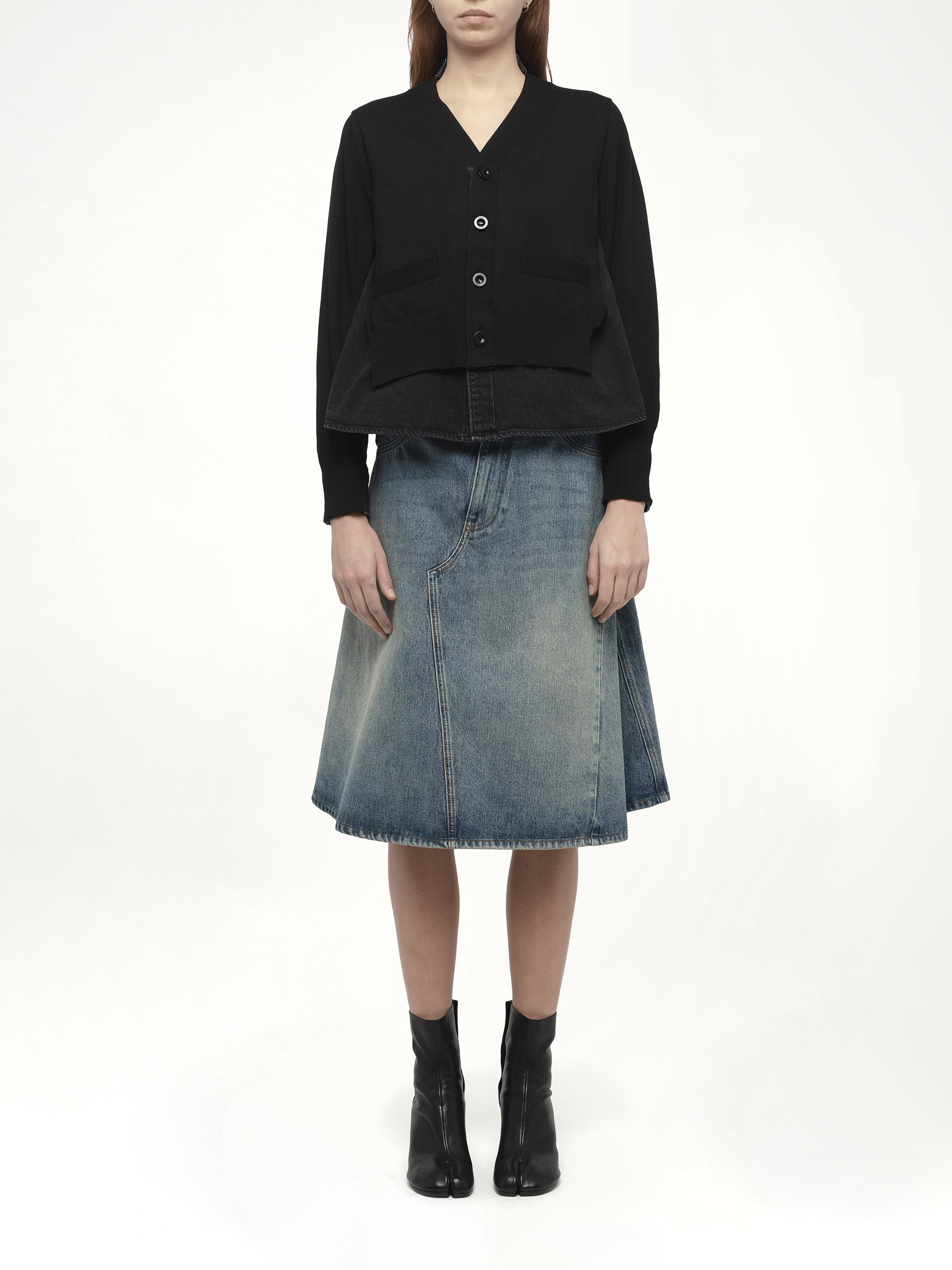 블랙 FW25 데님 x 니트 가디건