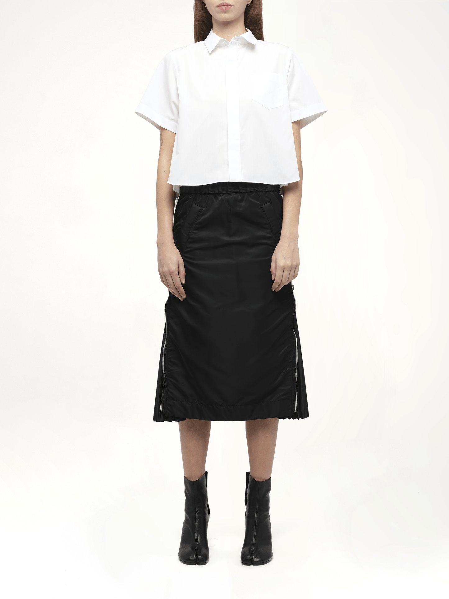 Frill Poplin Shirt in Off White