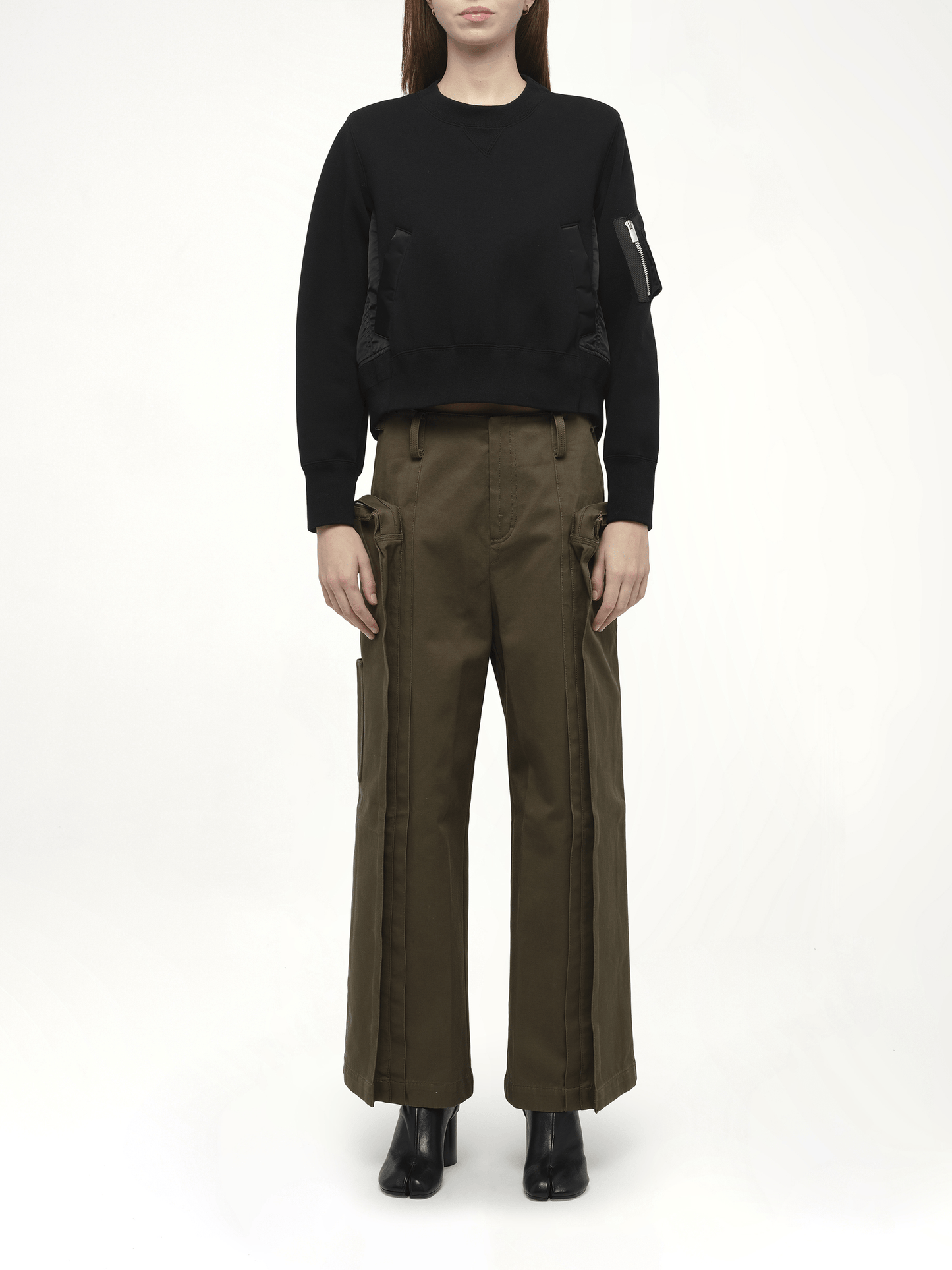 Sponge Sweat x Nylon Twill Pullover in Black/Black