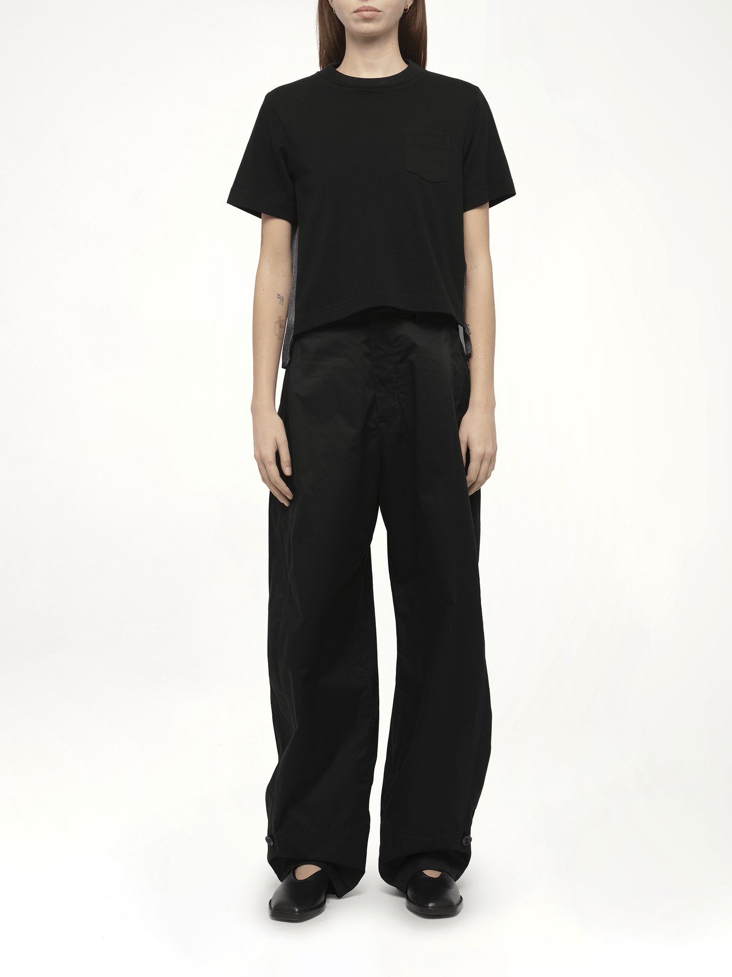 Denim x Cotton Jersey T-Shirt in Black/Indigo