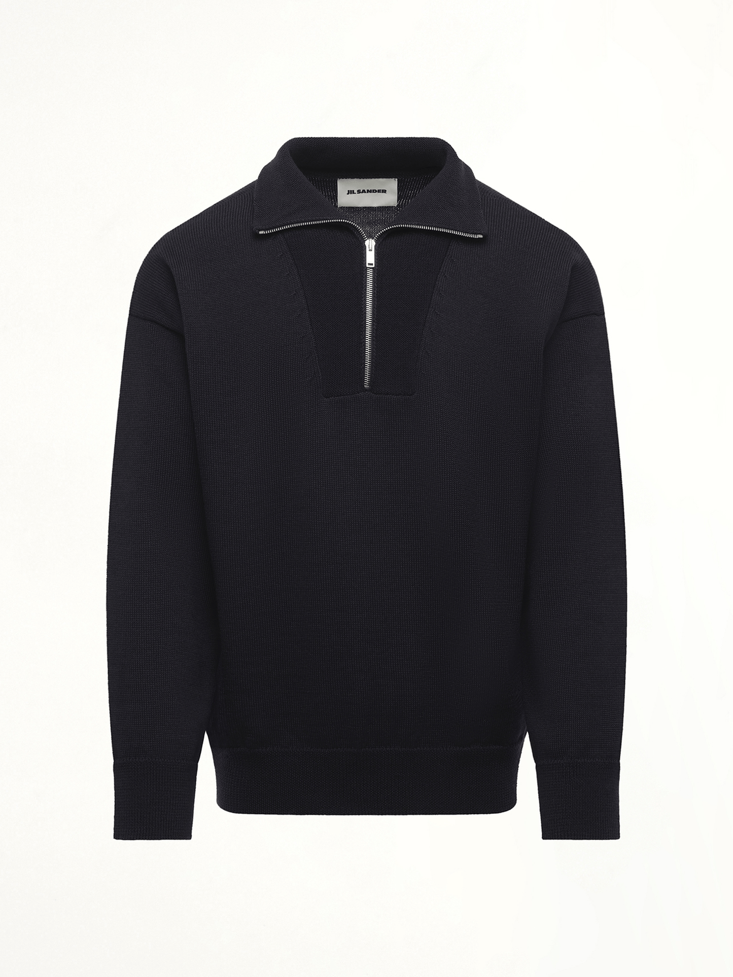 Jil Sander High Neck with Zip Sweater in Navy